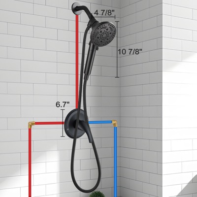 Matte Black Shower Faucet Set with 7-Spray Filtered Head and Valve