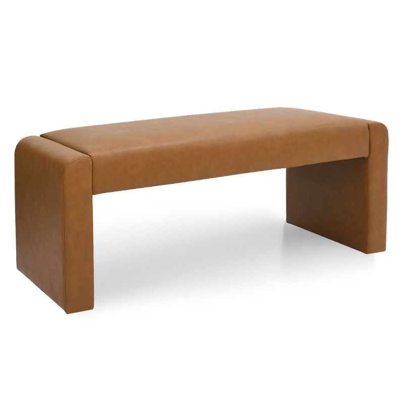 Kaia 47" Faux Leather Upholstered Waterfall Bench-The Pop Maison, 4 of 9