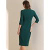 INSPIRE CHIC Women's Elegant Boat Neck 3/4 Sleeves Work Midi Split Sheath Dress - 4 of 4