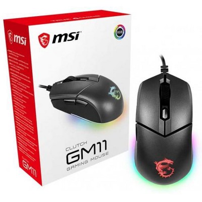 MSI Clutch GM11 Gaming Mouse - Pixart PMW3325 - Cable - Graphite Black - USB 2.0 - 5000 dpi - Scroll Wheel - 6 Button(s) - Symmetrical
