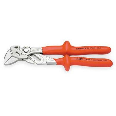 KNIPEX 86 07 250 SBA 10" Pliers Wrench Insulated, Insulated Plastic Grip