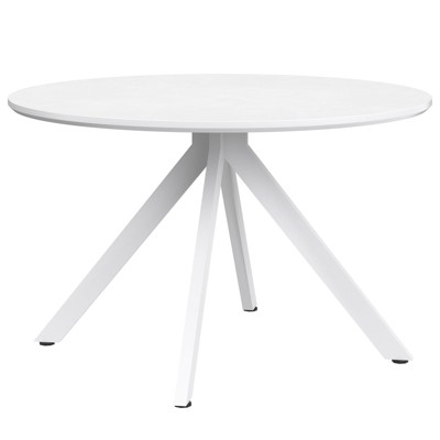 NicBex 47" Mid Century Modern Round Dining Table,Kitchen Table with hick Wood Top & Sturdy Metal Base,Dining Room Table for Kitchen,Living Room