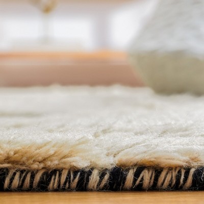 Ivory Shag Hand-Knotted Wool Rectangular Rug 6' x 9'