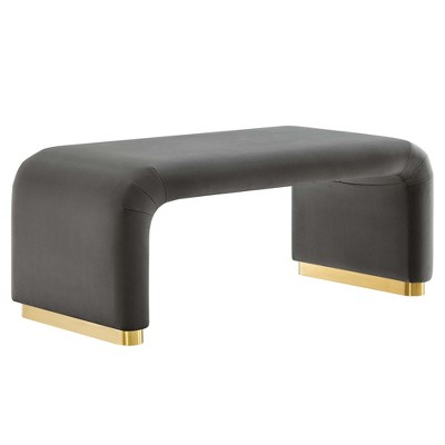 Modway Koda Waterfall Ottoman – Contemporary Performance Velvet Upholstered Accent Seat for Entryway, Living Room, or Bedroom