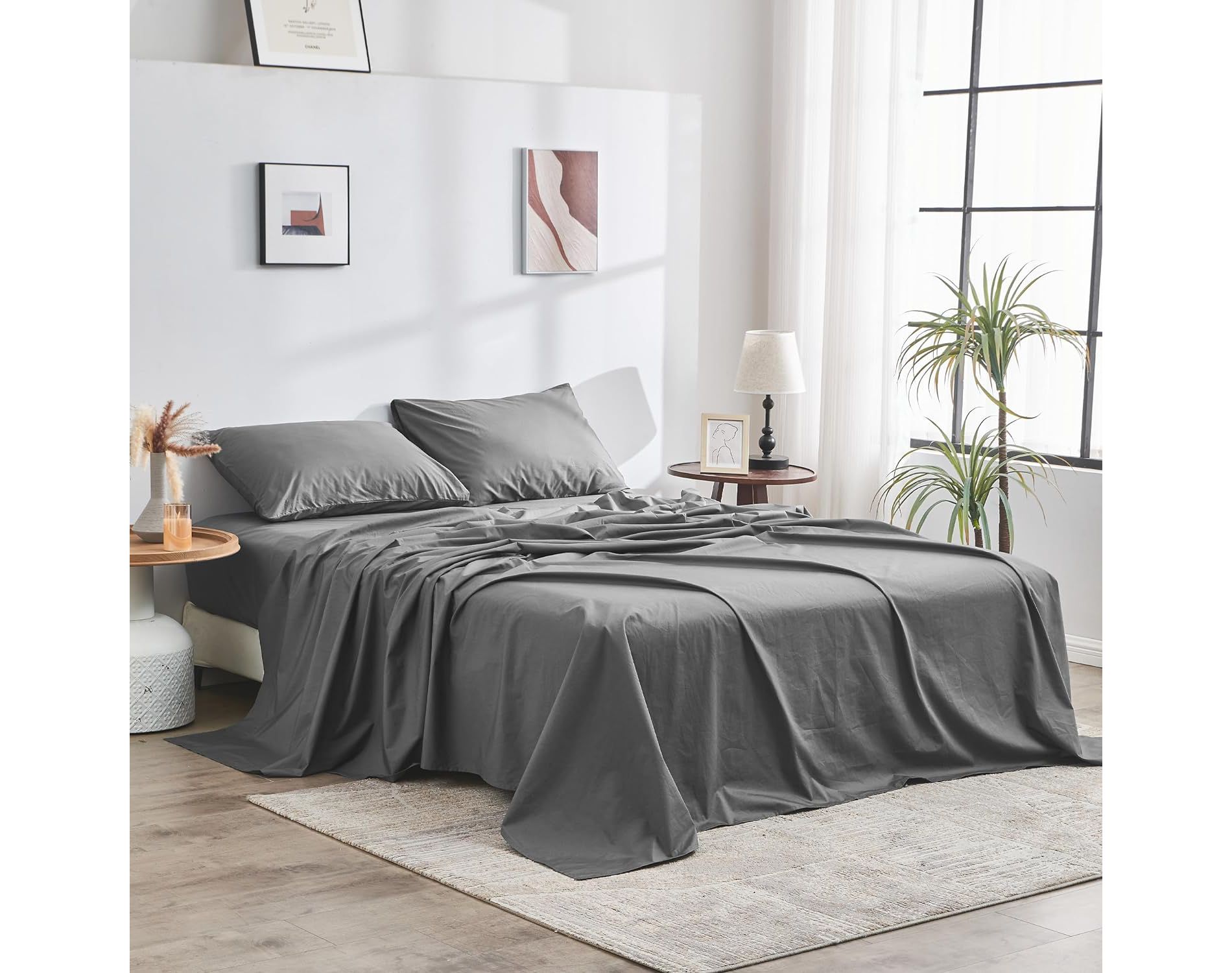 DOZ 100% GOTS Organic Percale No Flat Sheet Set, Crisp Cool, Long Staple, Breathable, Durable, Flat Sheet Not Included