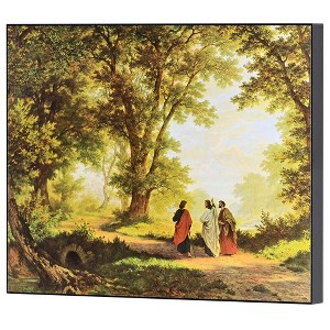Dicksons PLK108-958 Way To Emmaus With Disciples Green And Brown 10 x 8 Wood Decorative Wall Plaque Hanging Artwork - 1 of 1