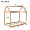 Okak Twin House-Shaped Roof Wooden Bed Frame,Modern Floor Bed for Toddlers/Kids Bedroom - 3 of 4