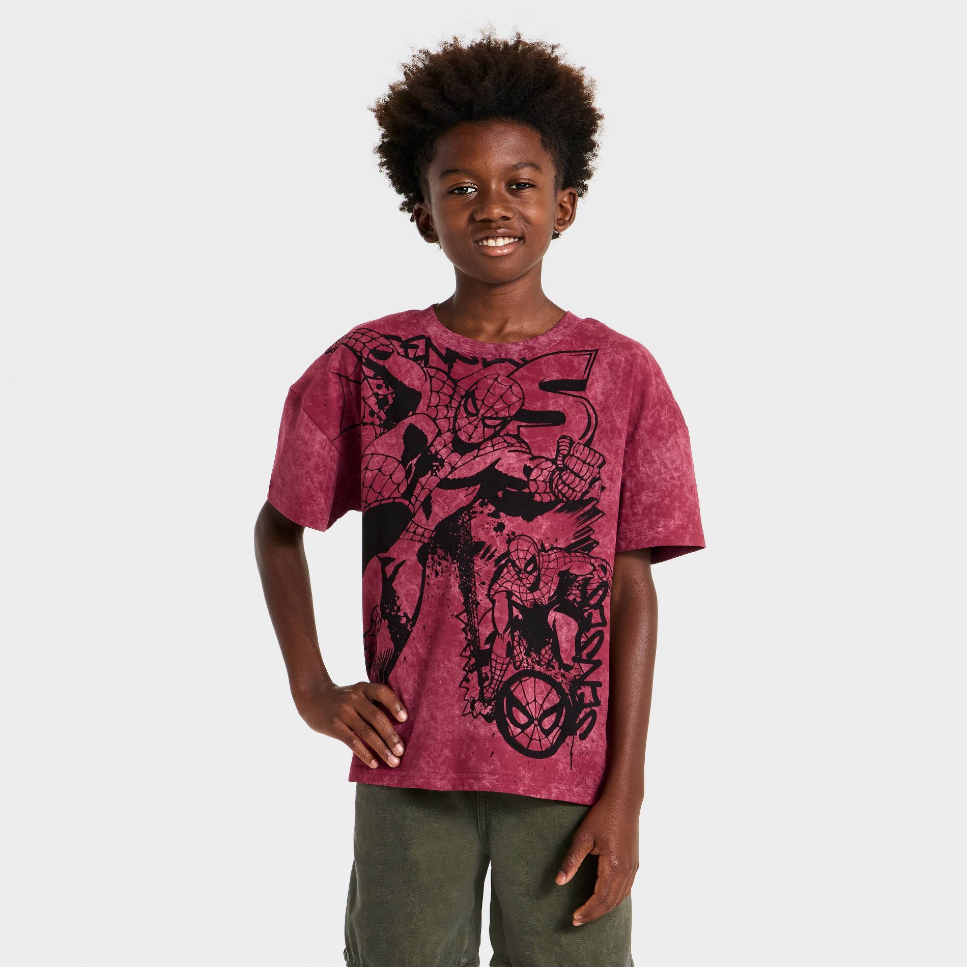 Boys' Spider-Man Short Sleeve Oversized Graphic T-Shirt - Red