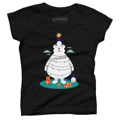 Girl's Design By Humans Christmas in Arctic By StevenToang T-Shirt