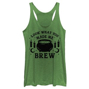 Women's Lost Gods Halloween Look What You Made Me Brew Racerback Tank Top - 1 of 4
