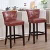 Lyngins Bar Stool with Curved Backrest,Kitchen Chair with Hardwood Frame,Cow Top Leather Counter Stool for Kitchen Island,Pub - 2 of 4