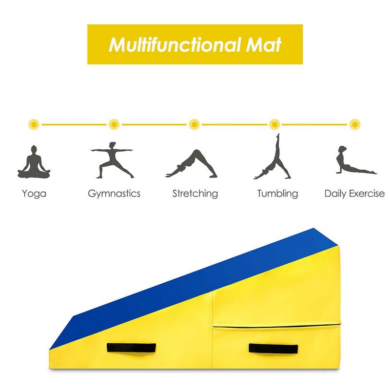 Incline Gymnastics Mat Cheese Wedge Tumbling Mat w/Zipper Handle Home Training, 5 of 11