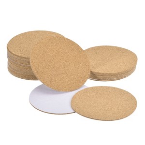Unique Bargains Thickened Cork Self-Adhesive Round Coasters for Tableware - 1 of 4
