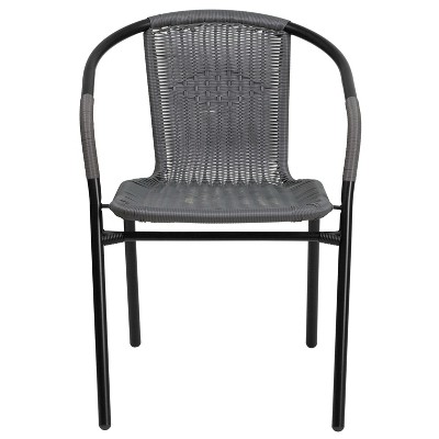 Elegant Gray Rattan Stackable Indoor-Outdoor Dining Chair Set