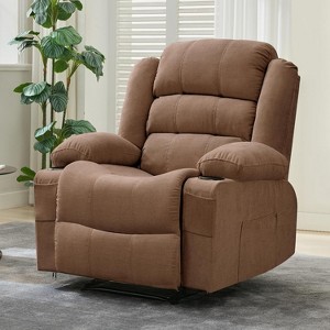 Wide Manual Recliner Chair for Adults, Oversized Fabric Lounge Chair with 3 Recline Modes, Overstuffed Design, Cup Holders & Side Pockets - 1 of 4