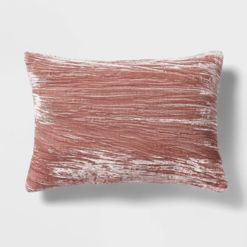14&#34;x20&#34; Luxe Velvet Oblong Decorative Pillow Mauve - Threshold&#8482;, 1 of 6