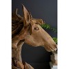 Teakwood Horse Head Sculpture with Iron Base – 30" Tall Rustic Decor by Kalalou - 2 of 3