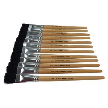 Sax White Bristle Paint Brushes With Short Wooden Handles, Flat