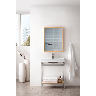 Natural Ash Rectangular Wood Framed Vanity Mirror