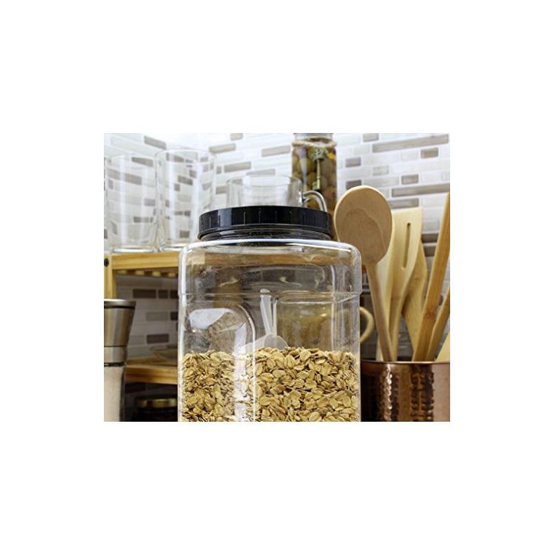 Cornucopia Brands Square Gallon Size Clear Plastic Canisters 2pk; 4qt Jar Grip Containers w/ Plastic Scoops; BPA-Free, 4 of 7
