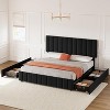 Queen Linen Upholstered Platform Bed Frame with 4 Storage Drawers, Adjustable Headboard - 3 of 4