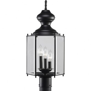 Progress Lighting Air Pro Collection, 3-Light Outdoor Post Lantern, Matte Black Finish, Clear Beveled Glass Panels - 1 of 2