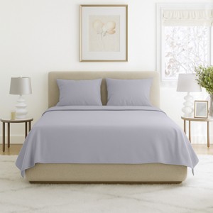 Hastings Home Queen Size Brushed Microfiber 4 Piece Bed Sheet and Linen Set with Stain Resistant Fitted and Flat Sheets - Silver - 1 of 4