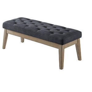 Itopfox Velvet Upholstered Tufted Entryway Bench with Solid Wood Legs, Padded Seat Ottoman for Bedroom or Living Room - 1 of 4