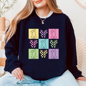 Simply Sage Market Checkered Bunny Outline Coquette Sweatshirt - 1 of 4
