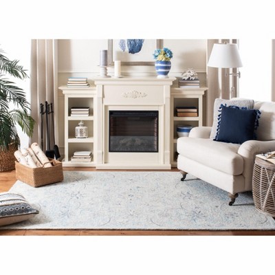 Light Blue Ivory Hand-Tufted Wool 4' x 6' Area Rug