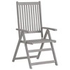vidaXL Patio Reclining Chairs with Cushions, Adjustable Backrest, Set of 2, Solid Acacia Wood with Gray Wash Finish - 3 of 4