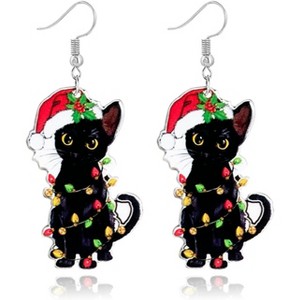 Fun Christmas Earring Mix - Gingerbread, Dinosaur & Cat Charm Earrings, Playful Xmas Party Accessories - 1 of 4