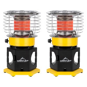 Comfort Gear 2 Pack 360 Degree Propane Space Heater, 13,500 to 18,000 BTU Indoor/Outdoor Portable Radiator for 450 Square Feet, Yellow/Black - 1 of 4