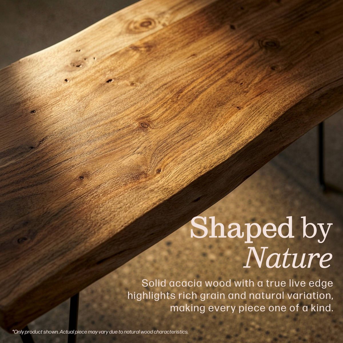 36" Hairpin Live Edge Wood Bench with Coat Hook Set Natural - Alaterre Furniture - thumbnail 6