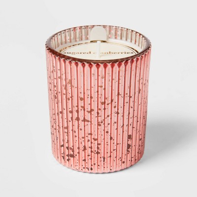 Small Flat Mercury Jar Candle Frosted Cranberries Pink - Threshold™