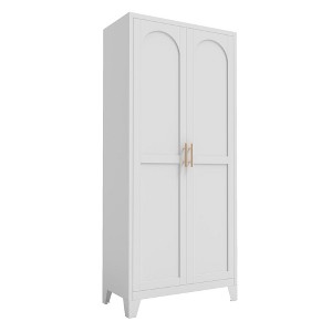 Chic Crate 71'' 2 Shapely-Door Metal Cabinet – Adjustable Shelves for Bedroom/Living/Kitchen (White) - 1 of 4