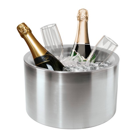 Double Walled Wine Cooler Stainless Steel Satin Finish Ice Bucket Bottle  Chiller