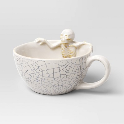 12.5 fl oz Stoneware Skeleton in Latte Mug with Crackle - Hyde and EEK! Boutique™