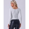 Allegra K Women's Off the Shoulder Long Sleeve Pullover Casual Shirts - 4 of 4