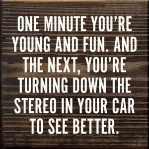 Slickblue Funny Aging Quote Wall Sign – “Turn Down Stereo to See” – Rustic 7x7 Wood Decor, Color Options - 1 of 3