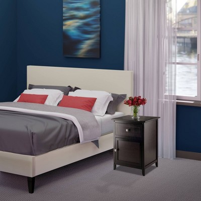 Espresso Transitional Wood Nightstand with Drawer and Cabinet