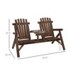 Aghana Digitals Carbonized Fir Wood 2-Seat Adirondack Patio Bench with Center Coffee Table - - 2 of 4