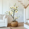 Artificial Magnolia Tree, Faux Flower Plant with Realistic Leaves for Indoor Outdoor Home Office Decor, White - 3 of 4