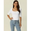 Seta T Women's Half Sleeve Square Neck Slim Fit Solid Ribbed Knit Sweaters - 2 of 4
