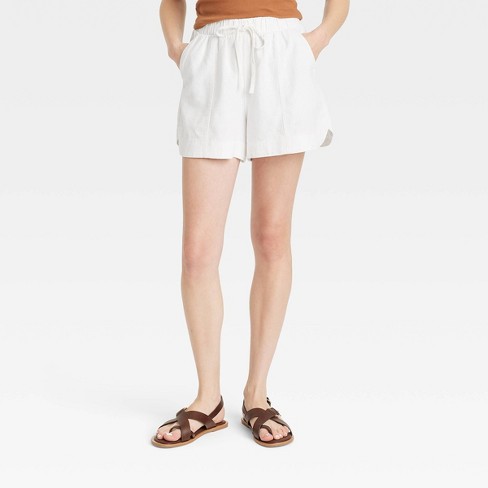 Women's High-rise Linen Pull-on Shorts - Universal Thread™ White L : Target
