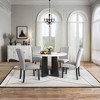 KWPZQEB Farmhouse Dining Table Set for 4, 43" Round Dining Table with 4 Upholstered Chairs, Kitchen Table with Cross Base for Dining Room - 4 of 4