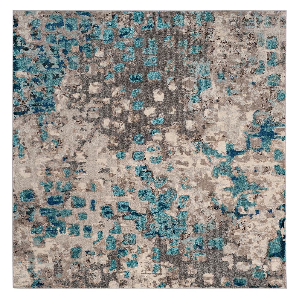 5'x5' Shapes Square Area Rug Gray/Light Blue - Safavieh