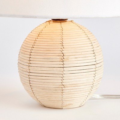 Petite White Rattan Sphere Mini Lamp Set
