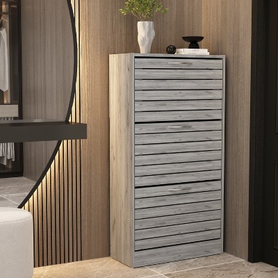 FUFU&GAGA 3 Shelf Shoe Cabinet Entryway Cabinet Woodgrain Design Shoe Racks