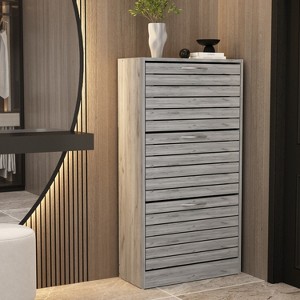 FUFU&GAGA 3 Shelf Shoe Cabinet Entryway Cabinet Woodgrain Design Shoe Racks - 1 of 4